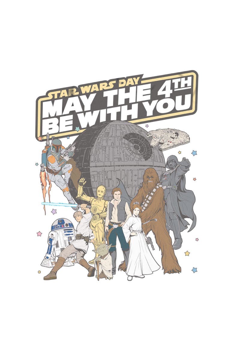 Men's Star Wars Main Cast Fourth Day  Graphic T-Shirt, Alternate, color, White
