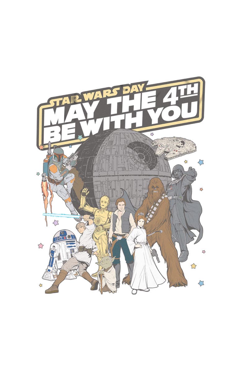 Star Wars Men's Star Wars Main Cast Fourth Day  Graphic T-Shirt, Alternate, color, White