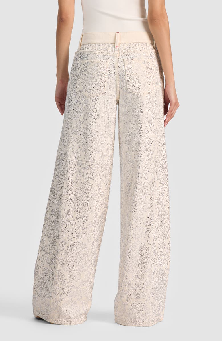 Alice + Olivia Amazing Stud Embellished Baggy Wide Leg Jeans, Alternate, color, Off White/ Multi