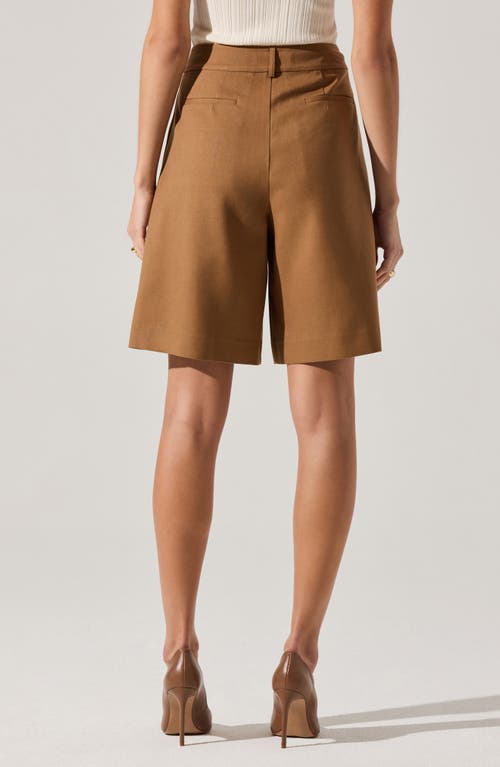 Astr The Label Quillie Pleated Bermuda Shorts In Brown