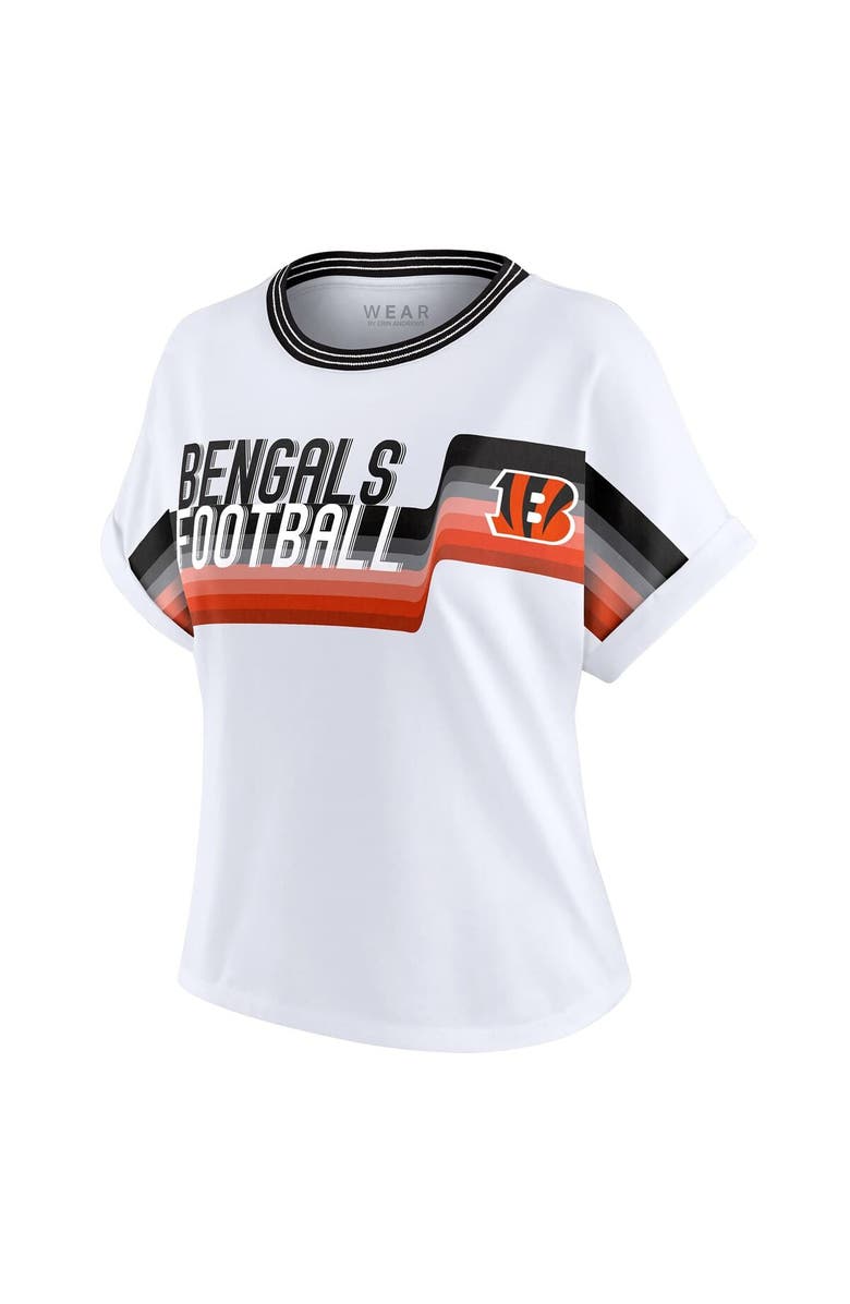 WEAR by Erin Andrews Women's WEAR by Erin Andrews White Cincinnati Bengals Cropped Center Stripe Dolman T-Shirt, Alternate, color, White