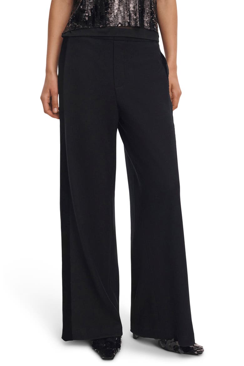 Melanie Wide Leg Wool Track Pants, Main, color, BLACK