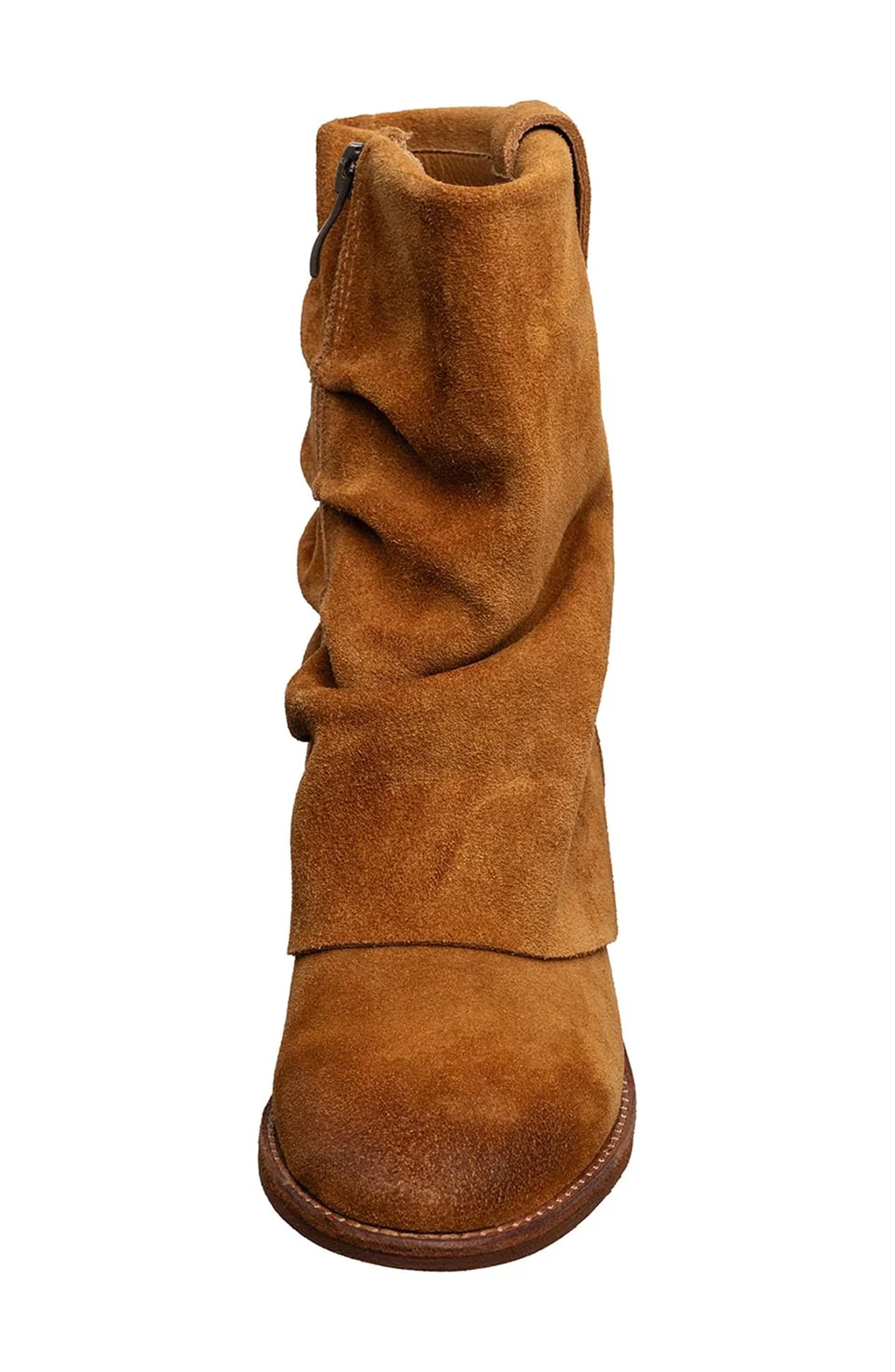 ANTELOPE Ona Ruched Foldover Bootie, Alternate, color, Cognac