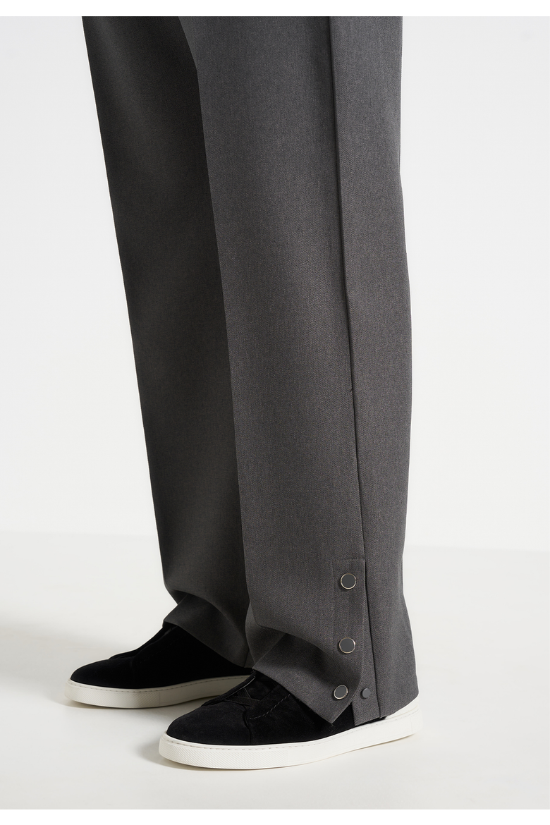 Boris Wide Leg Tailored Trousers With Button Cuff, Alternate, color, Grey