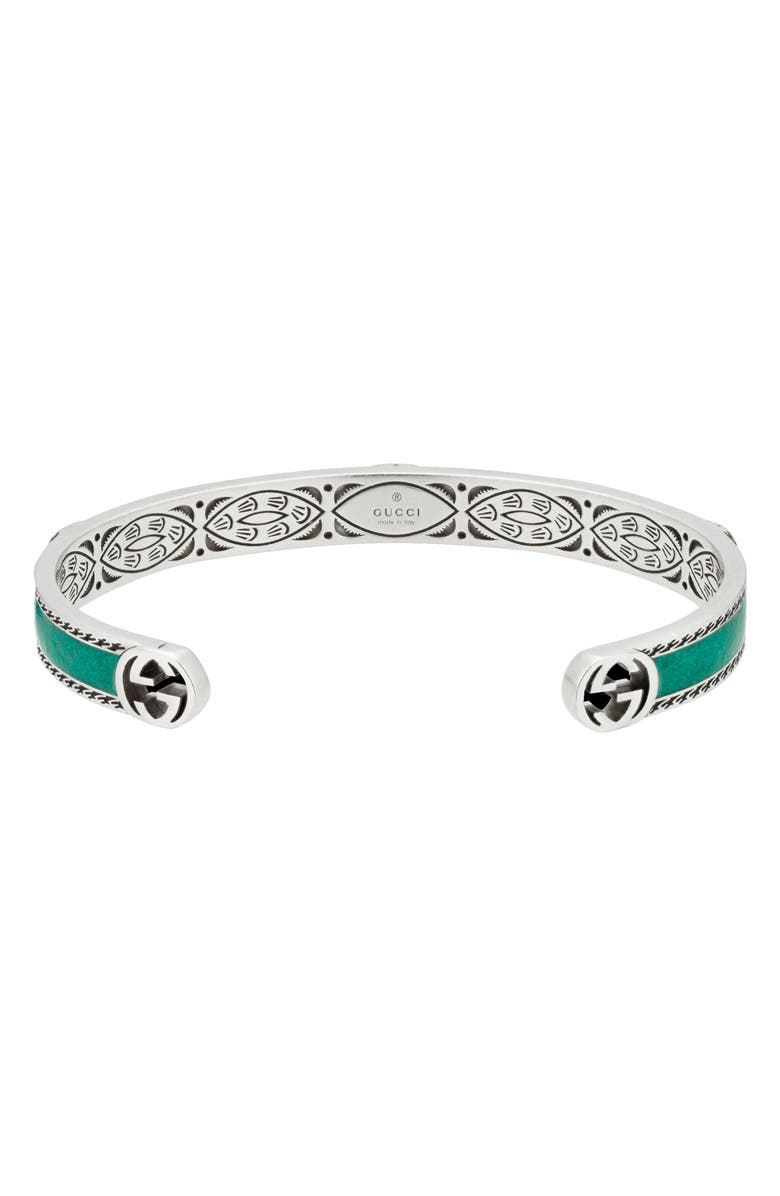 Gucci Interlocking-G Sterling Silver Cuff Bracelet, Alternate, color,