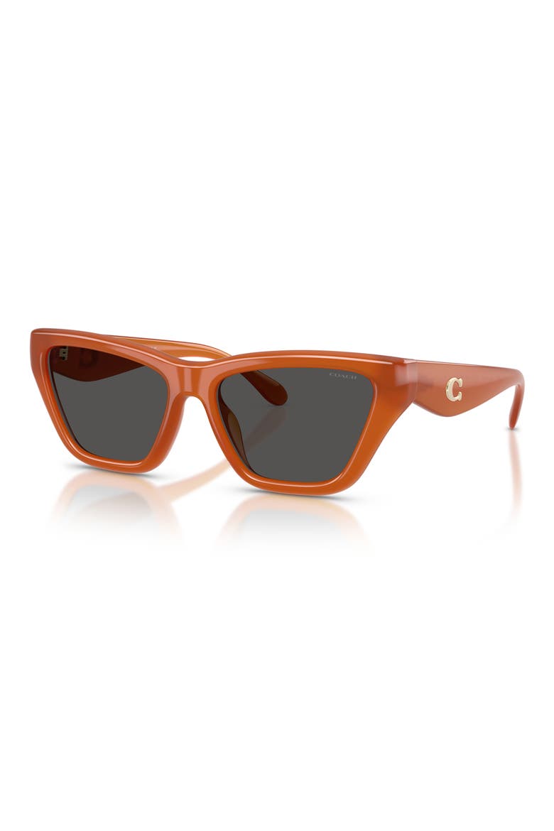 56mm Cat Eye Sunglasses, Alternate, color, MILKY AMBER / WINE SOLID