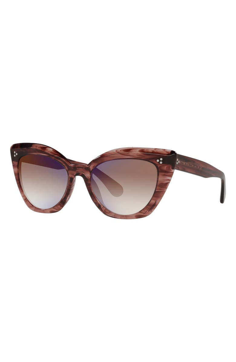 Oliver Peoples Laiya 55mm Gradient Butterfly Sunglasses, Alternate, color, Merlot Smoke/ Tan Grad Mirror