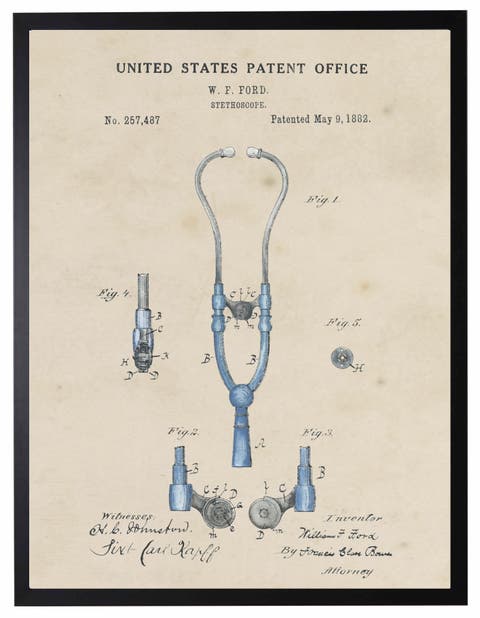 Stethoscope Patent in Black Frame