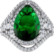 FZN Teardrop Emerald & Cubic Zirconia Ring