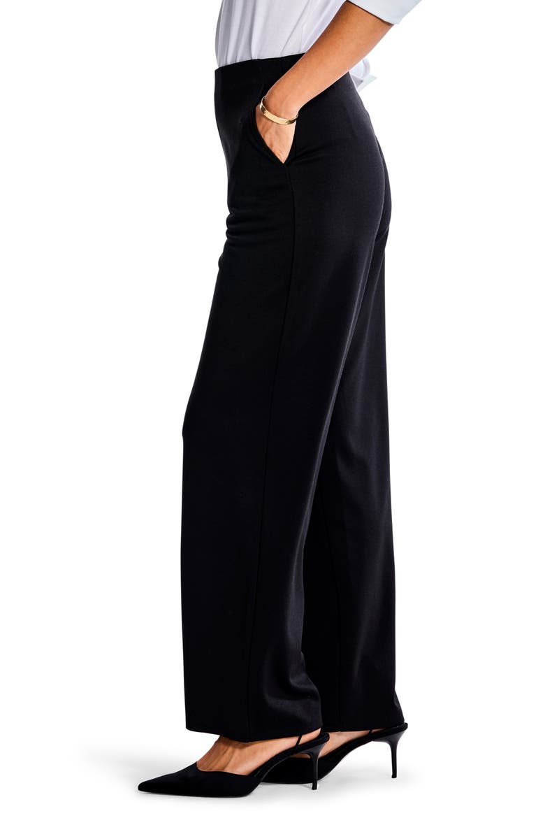 Drapey Ponte Ankle Wide Leg Pants, Alternate, color, BLACK ONYX