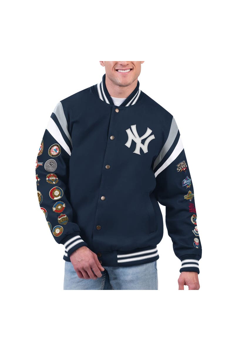 G-III SPORTS BY CARL BANKS Men's G-III Sports by Carl Banks Navy New York Yankees Quick Full-Snap Varsity Jacket, Alternate, color, 