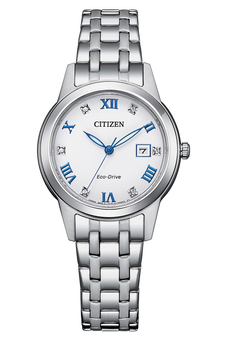 Eco-Drive Bracelet Watch, 29mm, Main, color, SILVER-WHITE