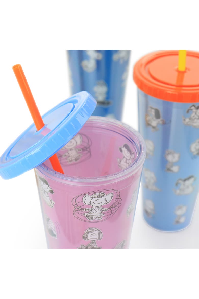 70th Anniversary 4 Piece Plastic 23.6oz Tumbler set with Lid and Straw, Alternate, color, Clear