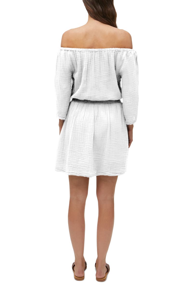 Michael Stars Fernanda Smocked Waist Long Sleeve Off the Shoulder Dress, Alternate, color, 