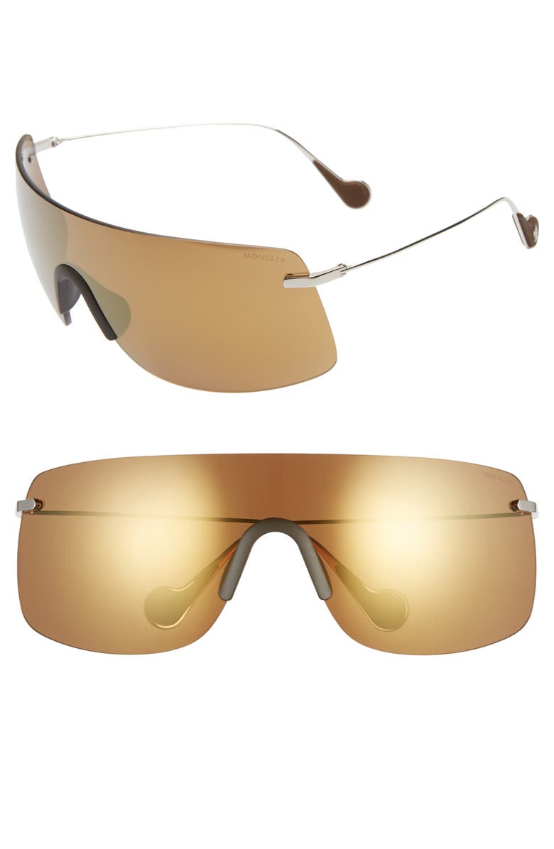 Moncler Lunettes Electra Genius 1952 165mm Mirrored Shield Sunglasses, Main, color, 