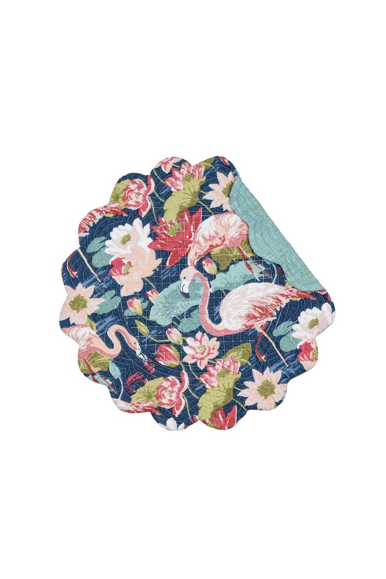 Flamingo Lagoon Placemats Set of 6, 17", Main, color, Blue