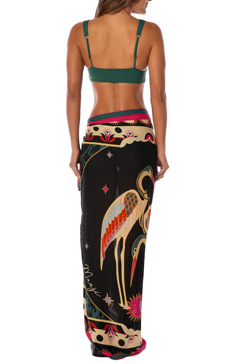 Maaji Flamingo Night Isla Cover-Up Pareo, Alternate, color, Black