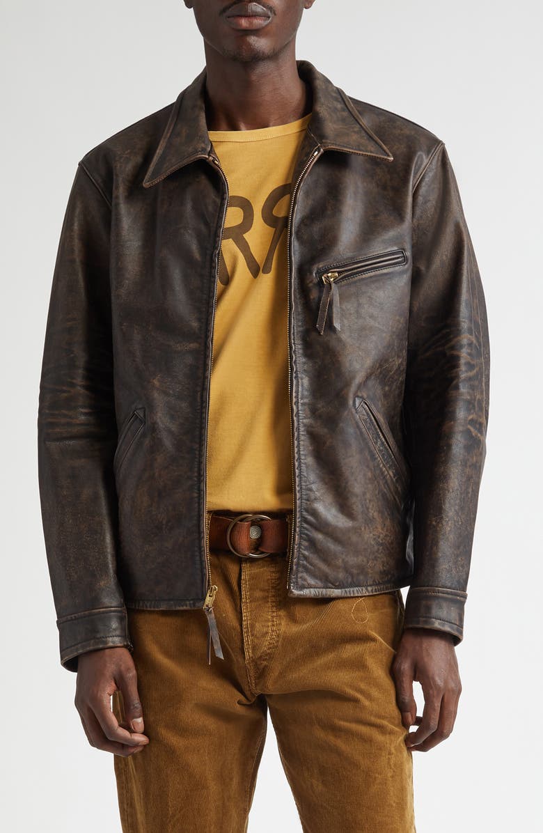 Double RL Lynton Leather Jacket, Main, color, 