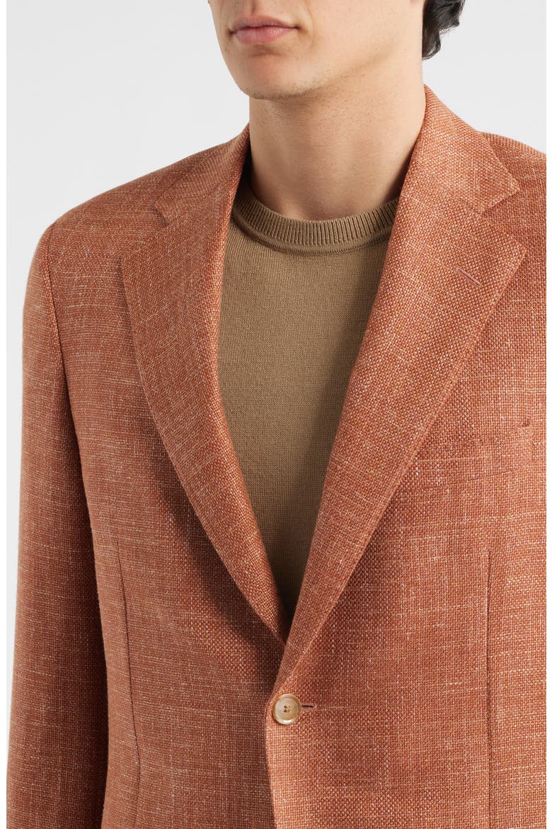 Burnt Sienna Wool & Silk Blend Hopsack Sport Coat, Alternate, color, ORANGE