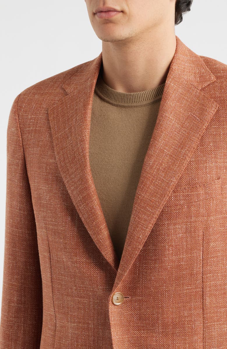 Heritage Gold Burnt Sienna Wool & Silk Blend Hopsack Sport Coat, Alternate, color, Orange