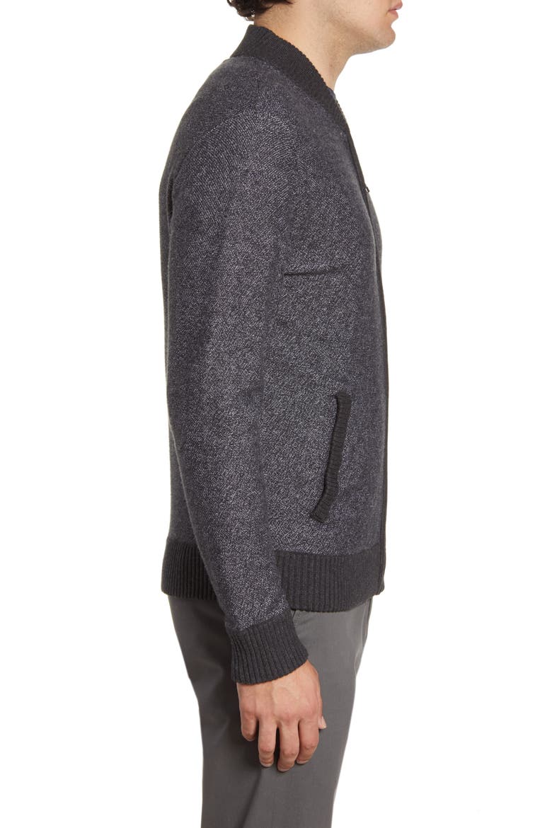 Cotton & Cashmere Bomber Sweater, Alternate, color, CHARCOAL