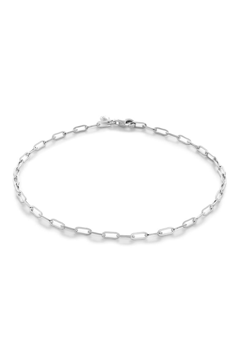 Mini Paper Clip Chain Bracelet, Main, color, STERLING SILVER