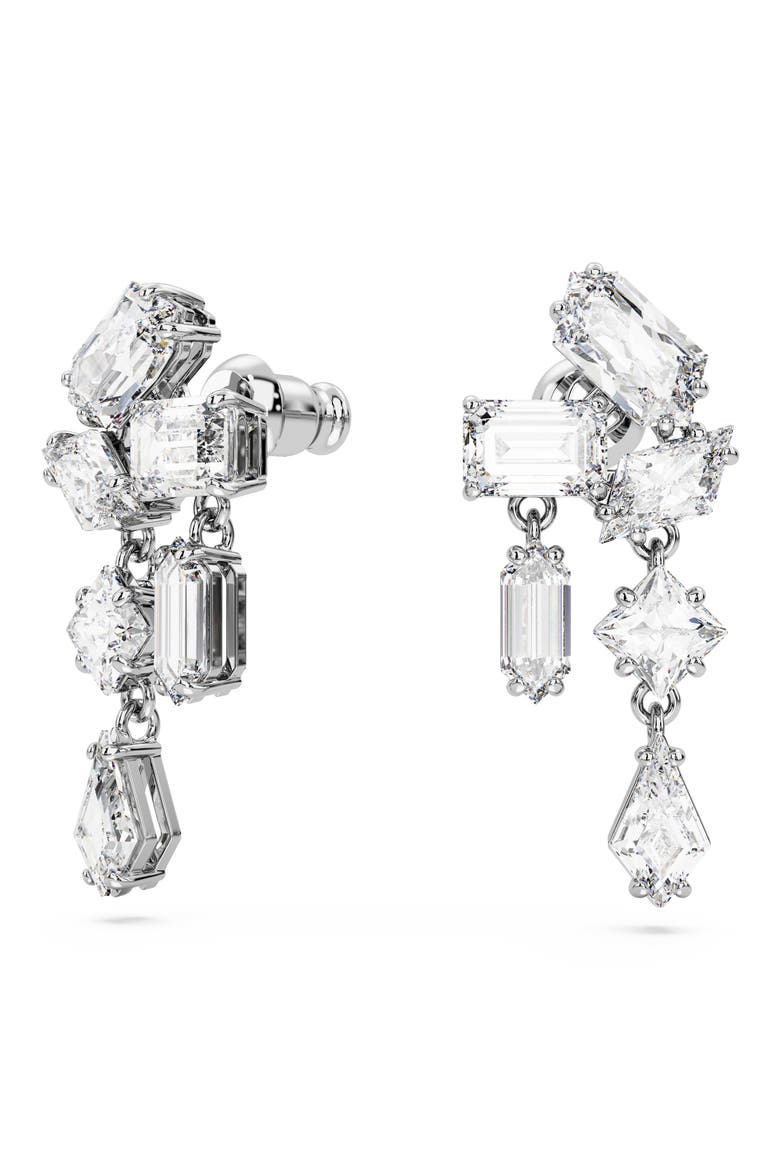 Mesmera Mixed Crystal Drop Earrings, Main, color, SILVER
