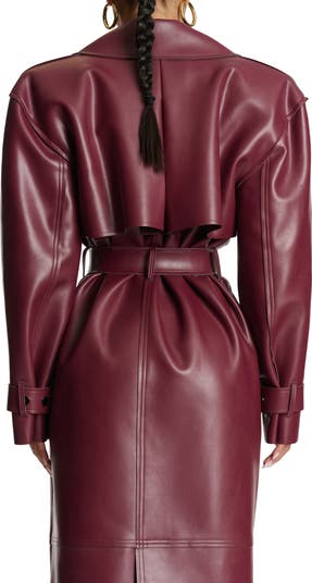 Faux Leather Trench Coat