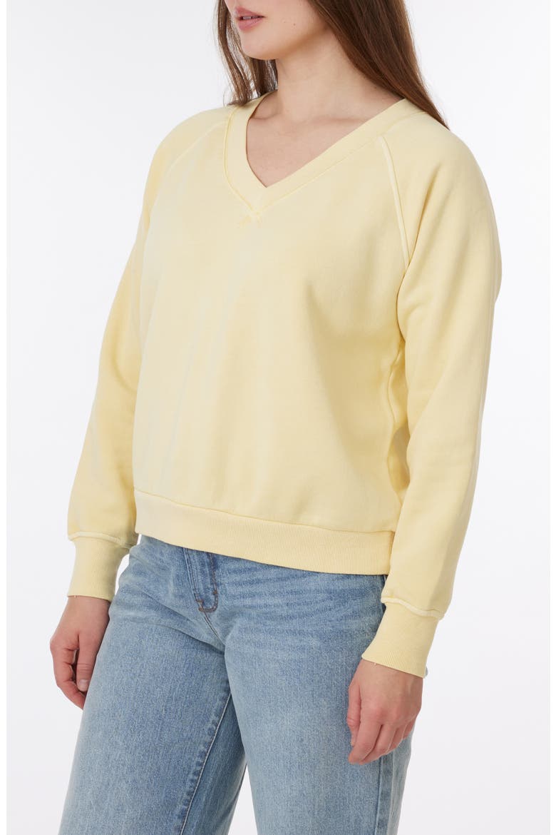 Delilah Sunwashed Fleece V-Neck Sweatshirt, Alternate, color, CHAMOMILE