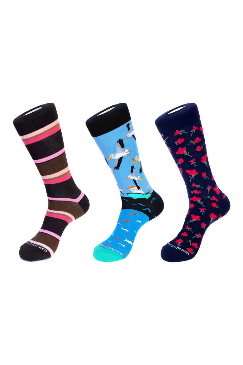 Assorted Crew Socks, Main, color, RED BLUE PINK