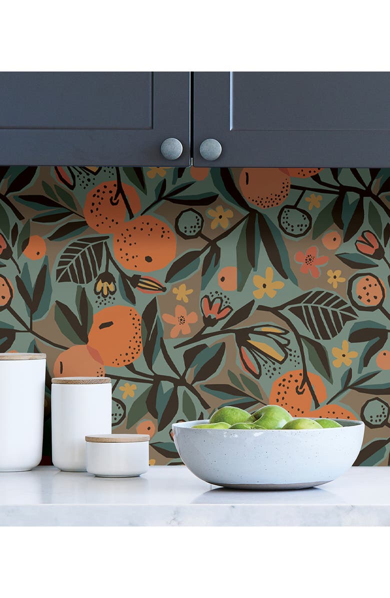 Wallpops Clementine Garden Wallpaper, Alternate, color, Orange