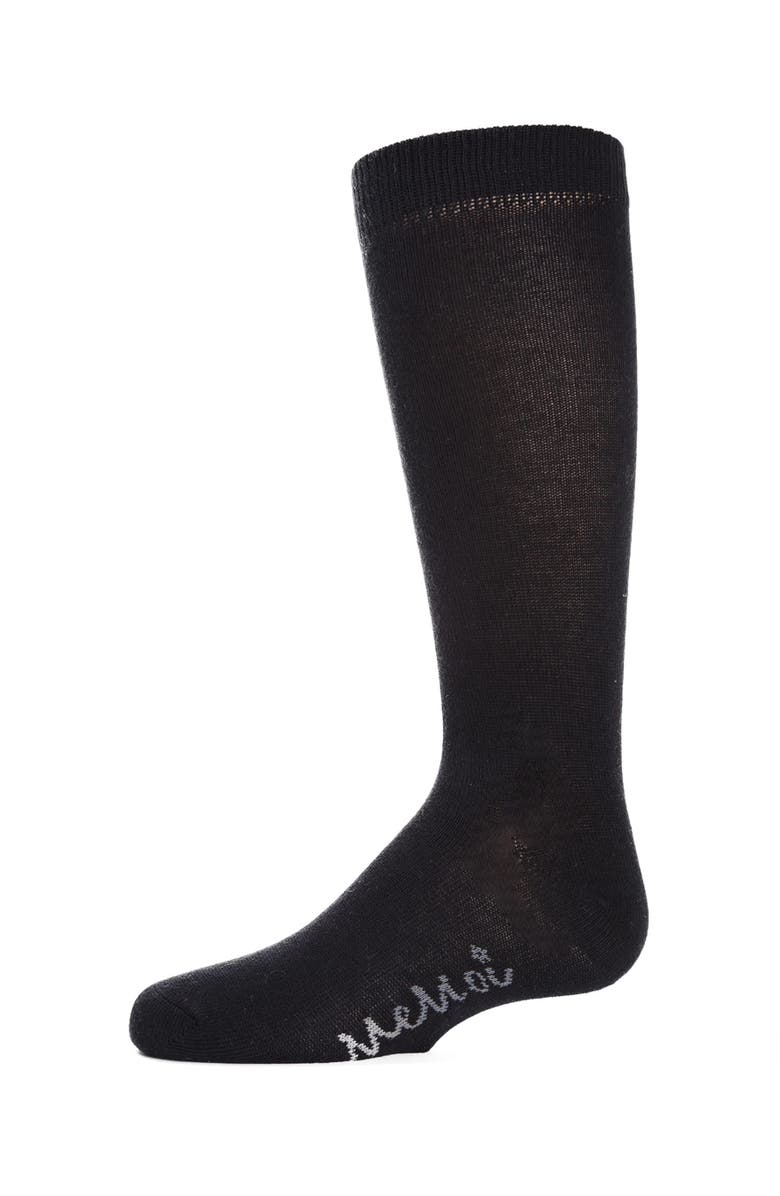 MeMoi Ribbed Classic Solid-Color Knee High Sock, Main, color, Black