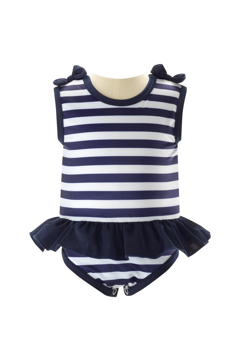 Breton Lycra Swimsuit, Alternate, color, Navy