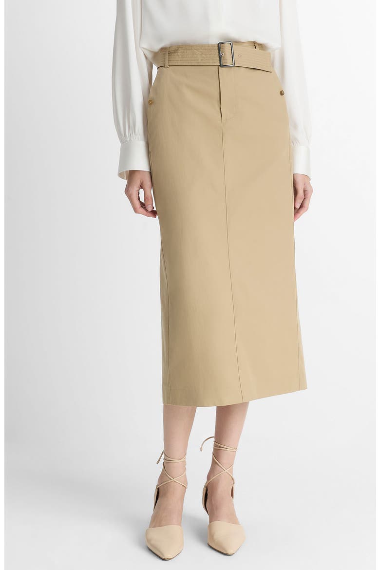 Belted Midi Pencil Skirt, Main, color, COBBLE STONE