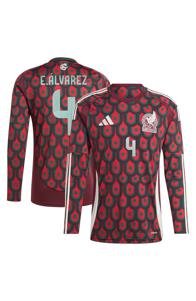 adidas Men's adidas Edson Alvarez Burgundy Mexico National Team 2024 Home Replica Player Long Sleeve Jersey, Main, color, 