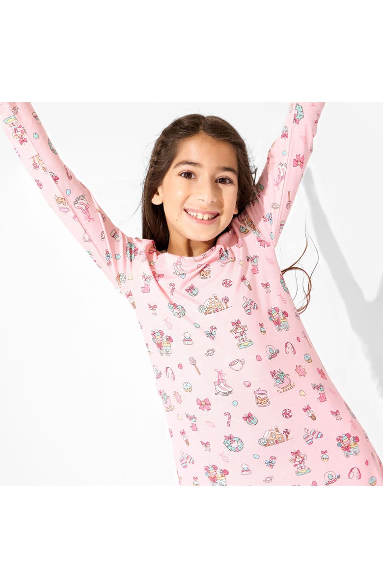 Bellabu Bear Kids' Candy Cane Lane Long Sleeve Dress, Alternate, color, Candy Cane Lane