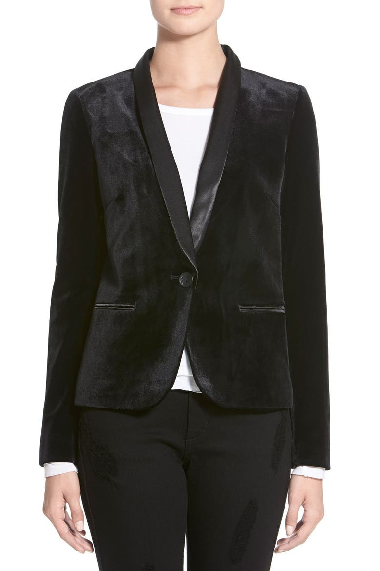 Satin Combo Jacket, Main, color, BLACK VELVET