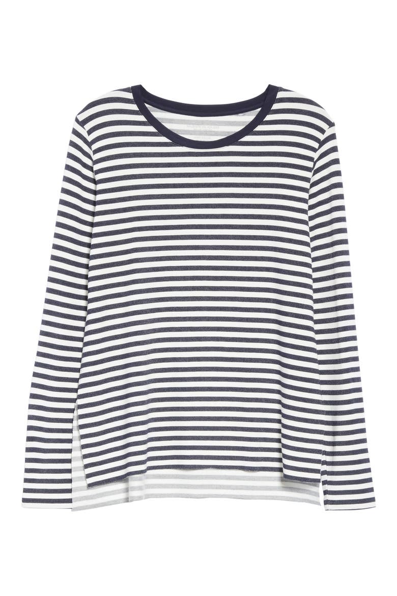 Stripe French Terry Top, Alternate, color, MILK/ MARINE