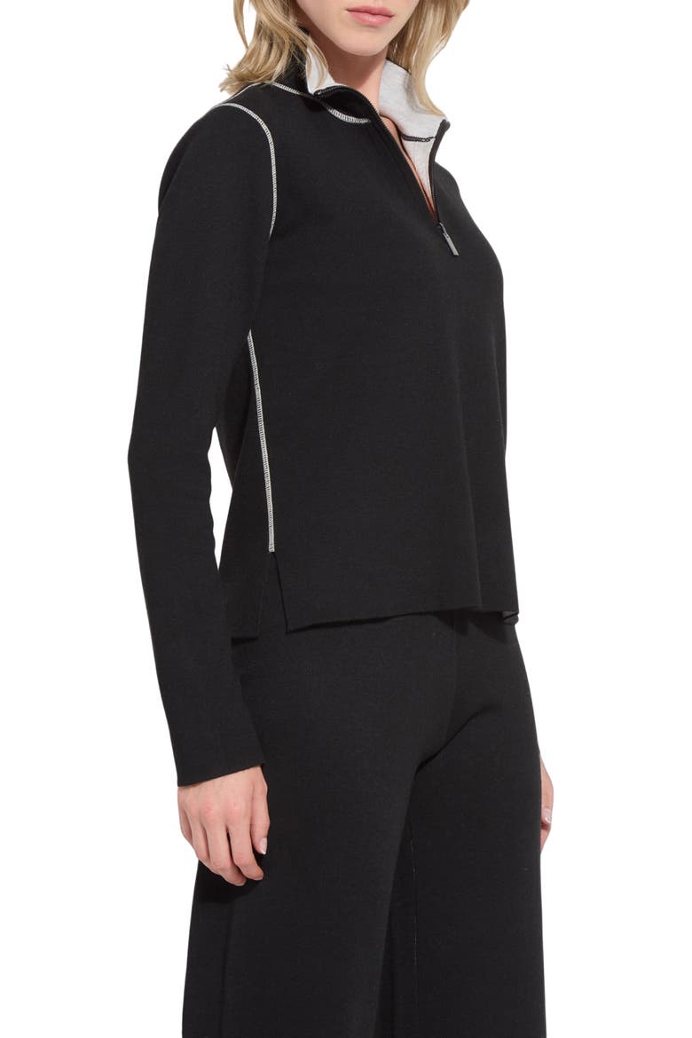 Reversible Cashmere Blend Half-Zip Sweater, Alternate, color, BLACK/ PEARL GREY MELANGE