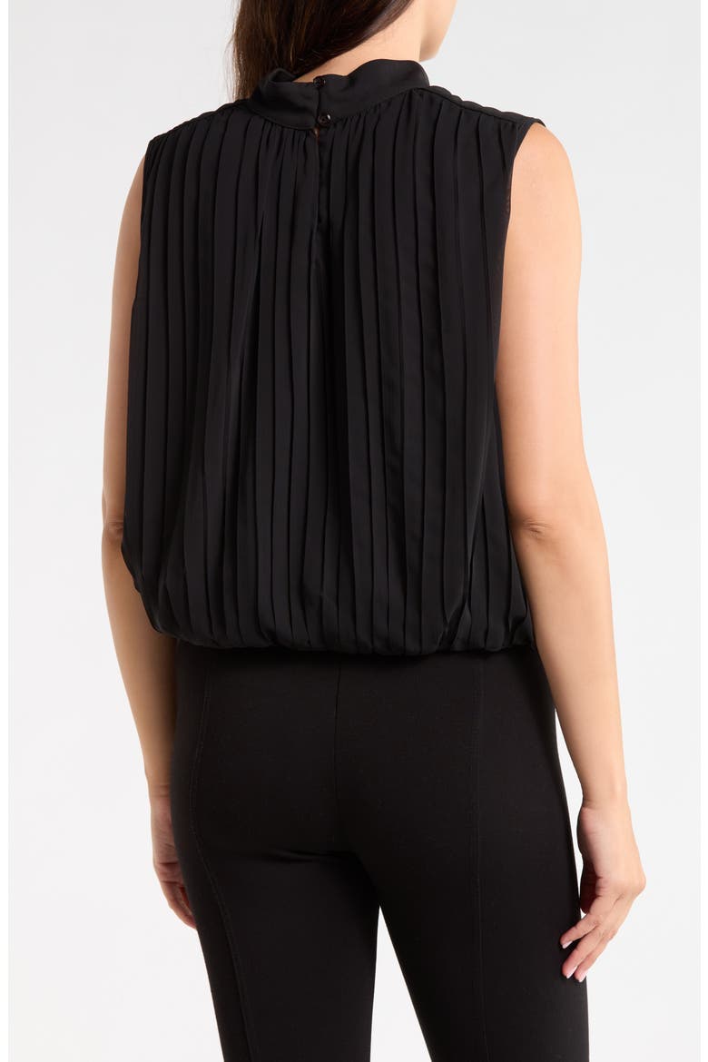 Pleated Mock Neck Top, Alternate, color, BLACK