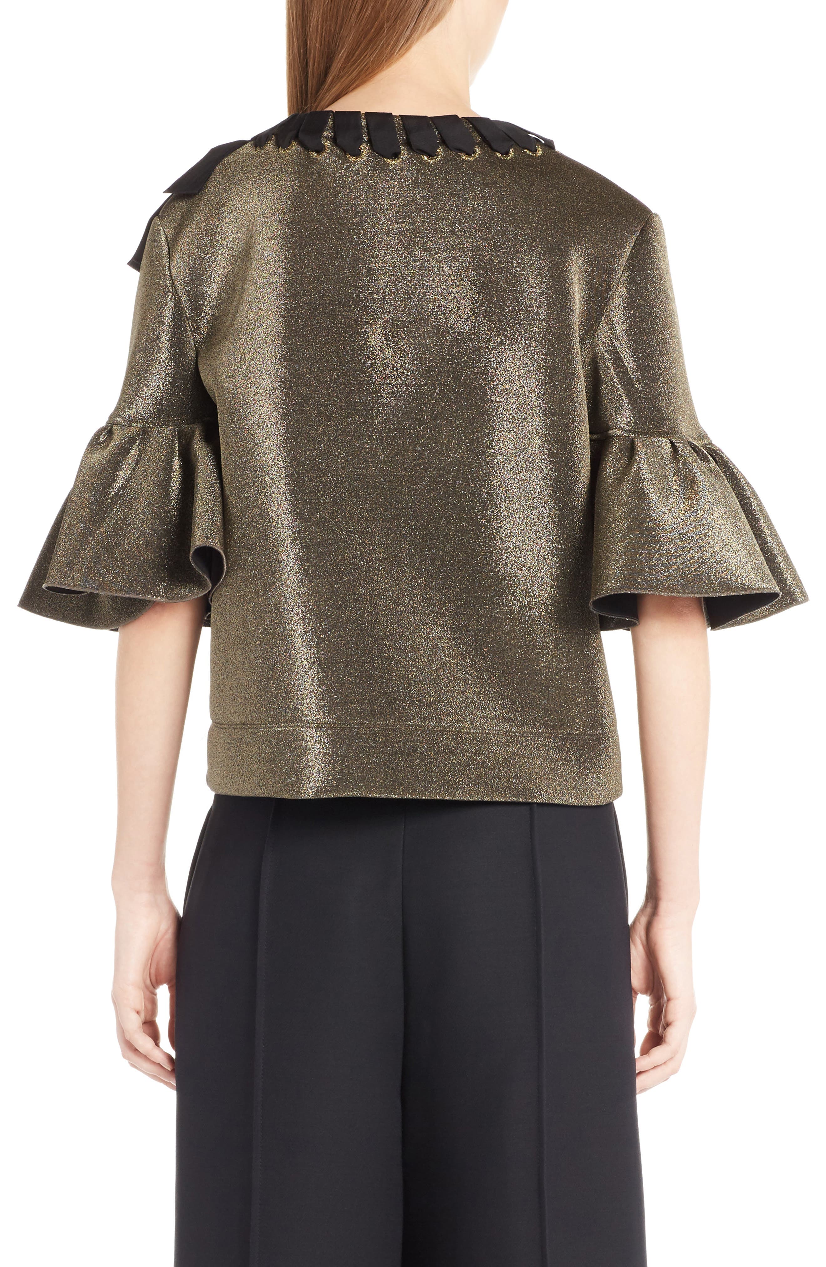 Metallic Neoprene Bell Sleeve Top - image 2