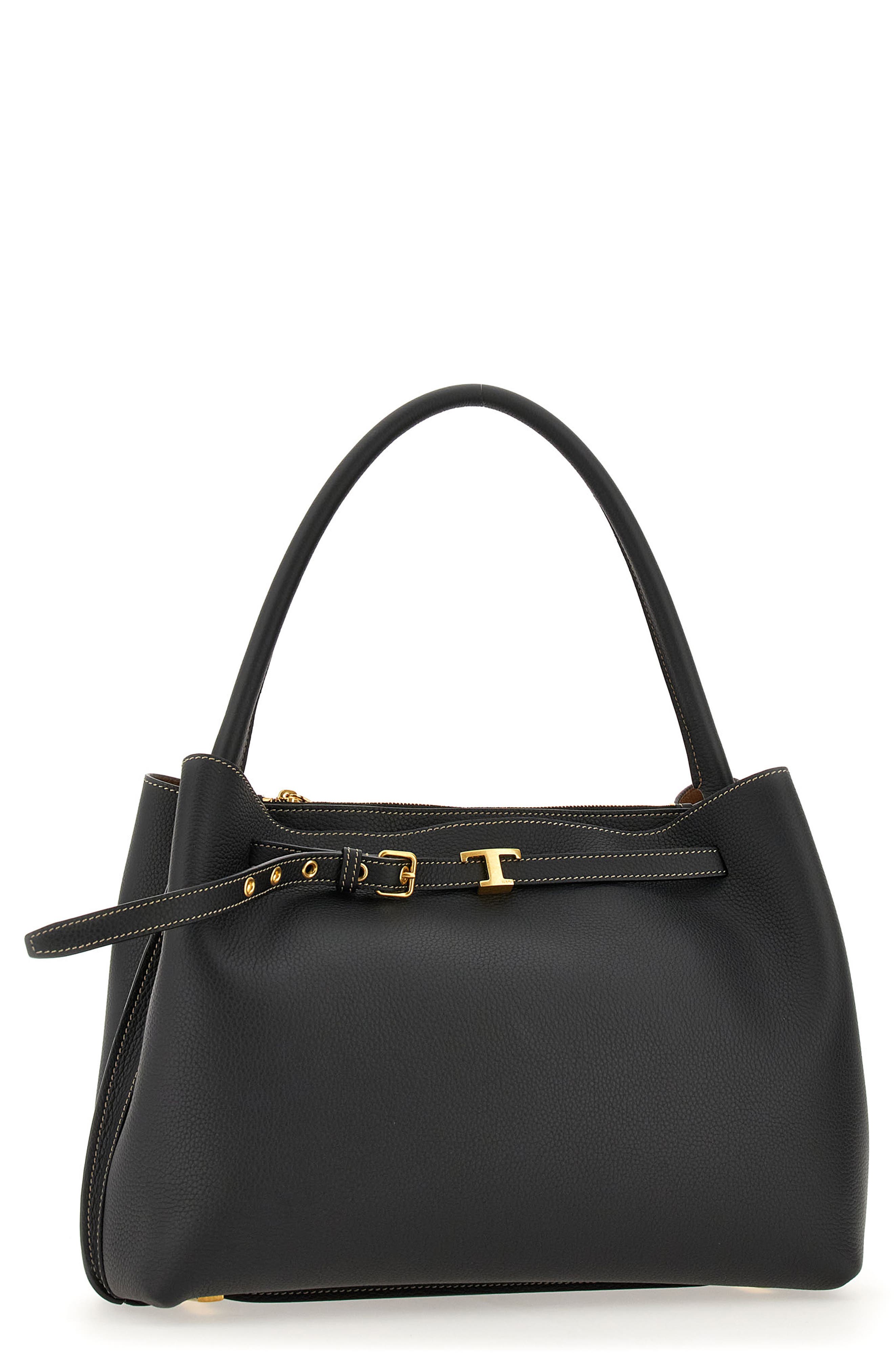 Tod's T Timeless Leather Top Handle Bag, Main, color, Nero