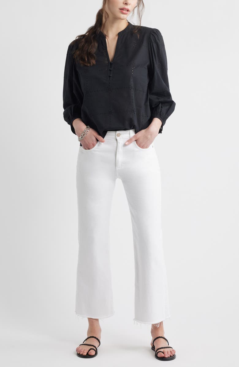 Eyelet Embroidered Cotton Popover Top