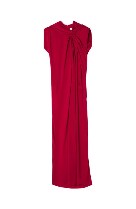 Long Knotted Dress In Satin