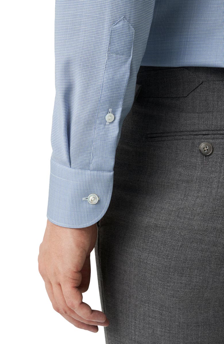 Eton Contemporary Fit Houndstooth Merino Wool Dress Shirt, Alternate, color, Lt/ Pastel Blue