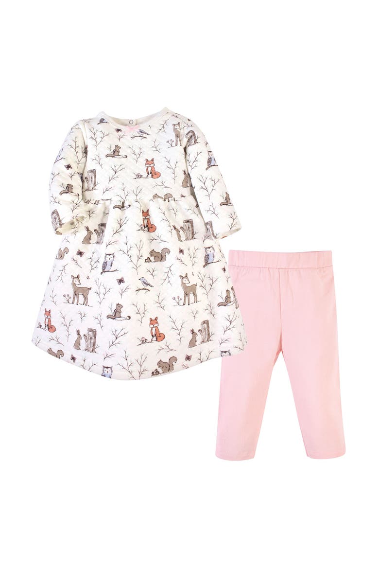 Quilted Cotton Dress and Leggings, Main, color, Enchanted Forest