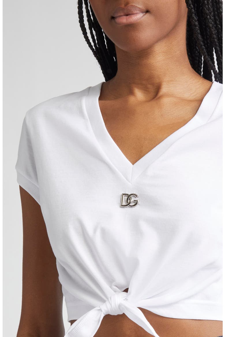 Tie Hem Cotton Jersey T-Shirt, Alternate, color, OPTICAL WHITE