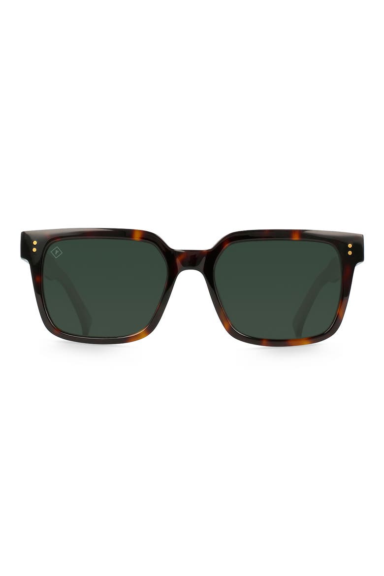 West 55mm Polarized Square Sunglasses, Main, color, KOLA TORTOISE/ GREEN POLAR