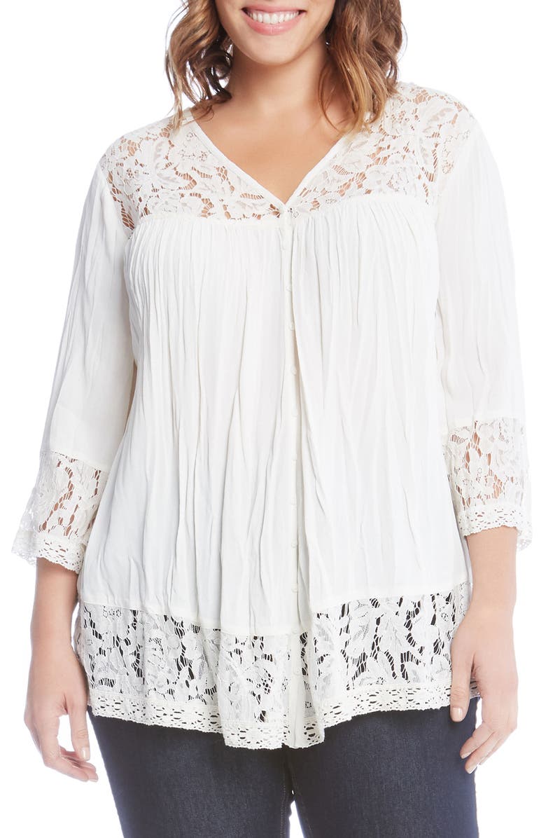 Karen Kane Lace Trim Top, Main, color,