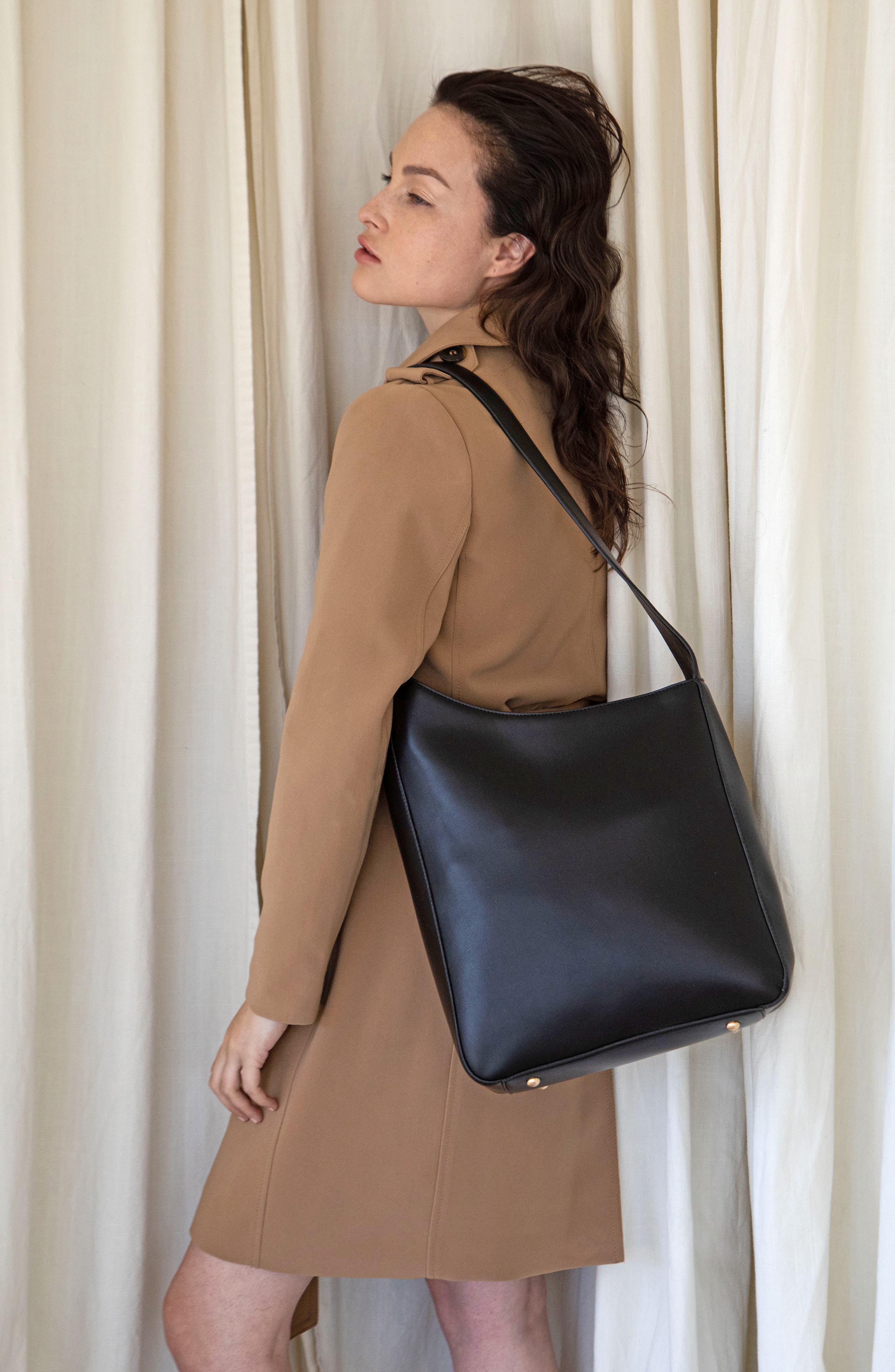 AOTA Melie Asymmetrical Tote Bag, Alternate, color, Black